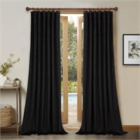 StangH Extra Long Black Velvet Curtains 144 inches