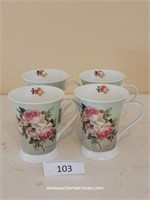 Set of Four Fine Porcelain Pimpernel Mugs