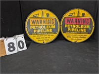2 Metal Warning Petroleum Signs