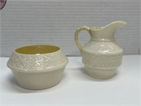 Antique Belleek Porcelain Cream and Sugar Set