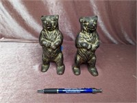 (3) Brass Coin Banks: (2) Grizzly Bears &