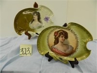 (2) Victorian Portrait Vanity Trays