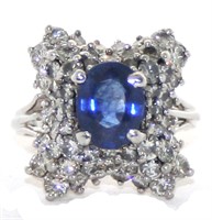 4.84 Ct Diamond & Sapphire Platinum Ring