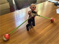 Vtg 1960s plastic toy balancing circus clown