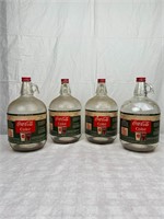 4 Matching Coca-Cola 1 Gal Glass Syrup Bottles