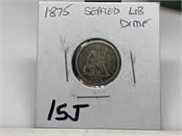 1875 SEATED LIBERTY SILVER DIME
