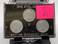 1943 P,D,S STEEL WHEAT PENNIES