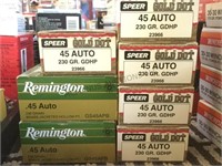 7 boxes of 45 ammo, “Speer”. & “ Remington”