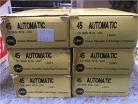 6 boxes of “UMC” 45 ammo