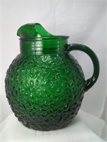 1960's Milano Anchor Hocking Forest Green Pitcher