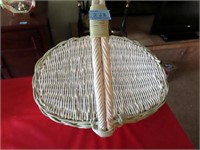 PAINTED, TILTED PICNIC BASKET - BASKET IS MADE TO