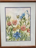 Floral Watercolor Painting, Signed D. Rystad 1989