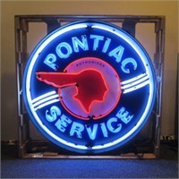 PONTIAC SERVICE NEON SIGN IN 36? STEEL CAN