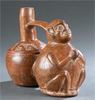 Chimu/Inca Pre-Columbian Vessel w/ Monkey.