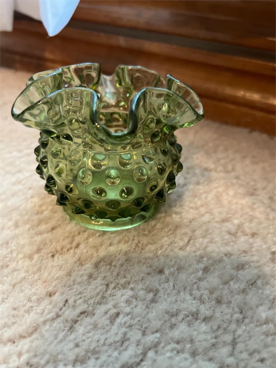 GREEN HOBNAIL DISH 3" X 4"