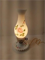 Old Hand Painted Milk Glass Hurrican3 Lamp U16A