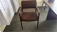 Solid Wood frame arm chair with brown tweed