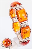 Jewelry Sterling Silver Amber Bracelet & Ring