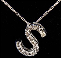 Jewelry 10kt White Gold "S" Necklace