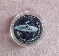 Star Trek USS Enterprise Colorized Half Dollar