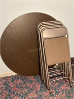 Round card table and 4 Chairs 40 in diameter