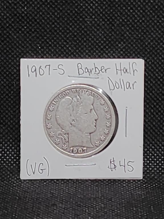 1907 S Barber Half Dollar