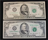 2 - $50 Federal Reserve Notes