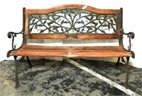 Bench with Scrolled Metal Inset Panel