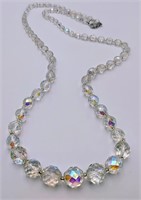 Graduated Crystal Faceted Irredescent Necklace