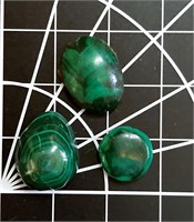 Oval-Shaped Malachite Cabochons (#3 Total)