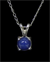 14K White Gold lapis lazuli pendant with 17" chain