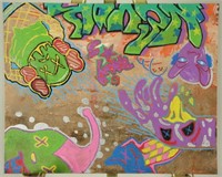 ACRYLIC GRAFFITI PAINTING ON ARTIST BOARD