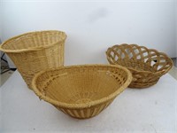 Lot of 3 Larger Vintage Woven Baskets
