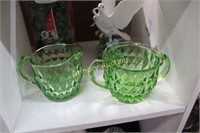 DEPRESSION GLASS SUGAR & CREAMER