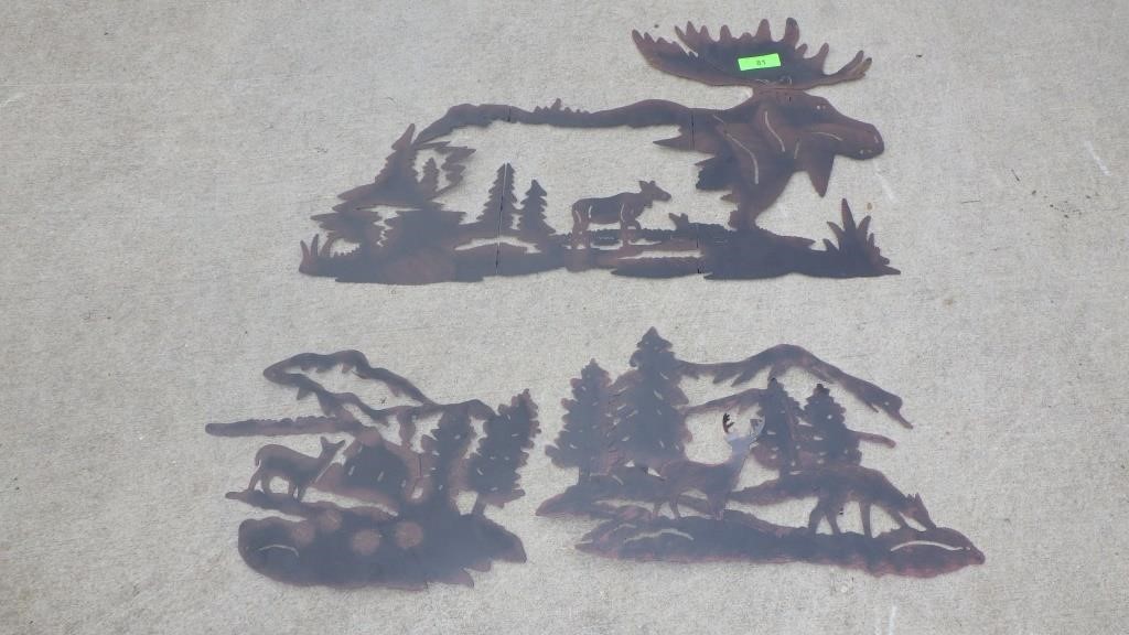 METAL MOOSE / CABIN SCENE WALL ART  (1) 38" >>>>>>