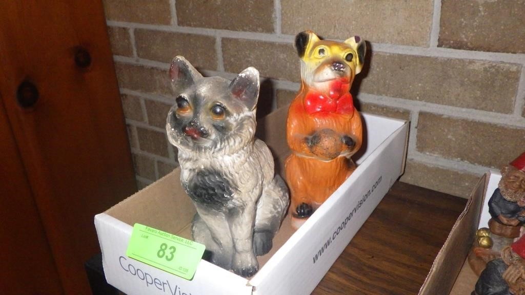 2 VINTAGE CHALKWARE DOGS