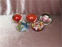 (5) Floral Paperweights