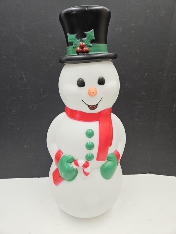 Cute 29" high Blow Mold Snowman See Nose