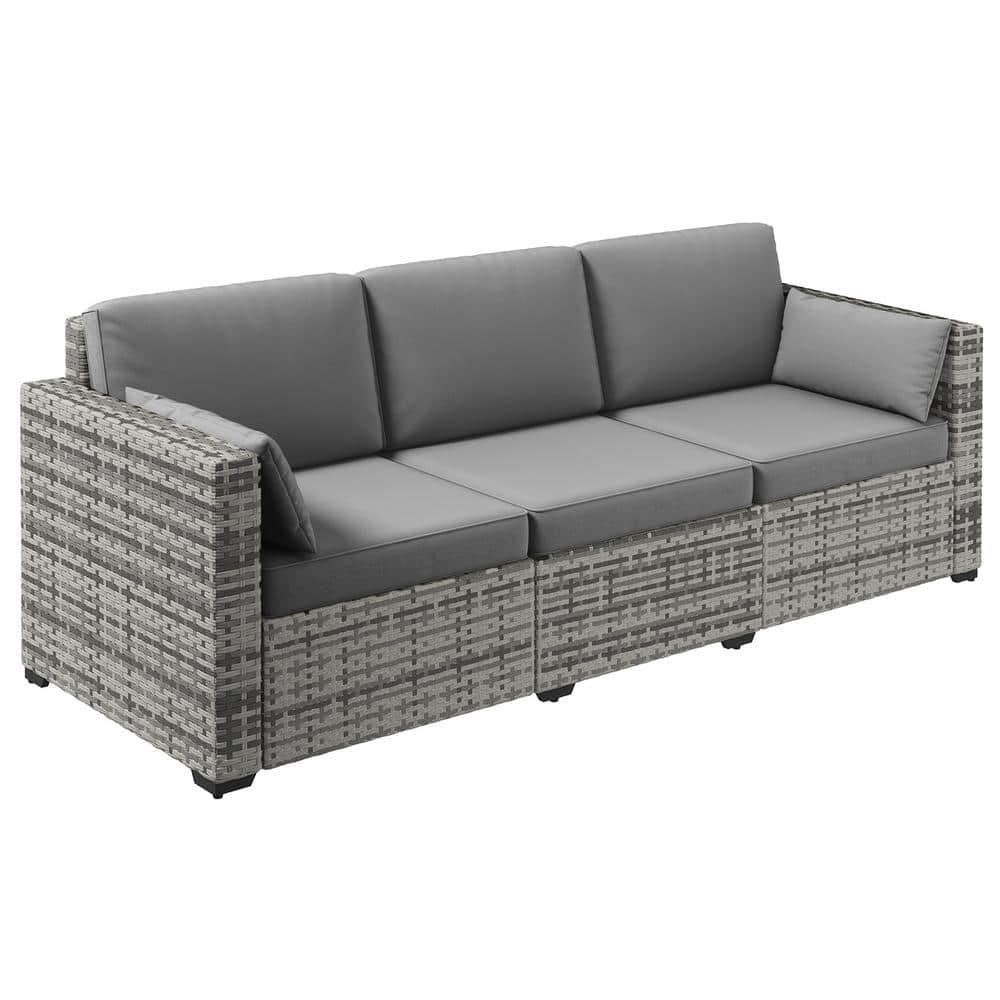 $404  Outsunny Brown Wicker Outdoor Couch with Gra