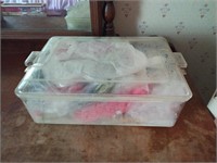 Hard plastic container with art supplies