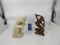 2 statues dont une en bois