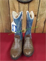Girls Pink, Blue & Brown Cowboy Boots Size 13