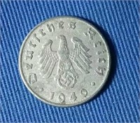 Nazi coin from 1940 5 reichspfennig with eagle