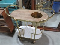 MC MARBLE, BRASS AND MAHOGANY DRINK SERVING CART