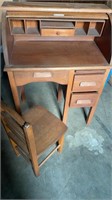 Childs Rolltop Desk with Chair 36 x 26.5 x 15