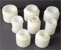 8 x Vtg White Milk Glass Jars