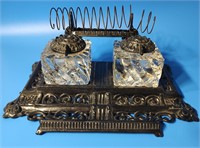Antique Cast Iron Double Inkwell