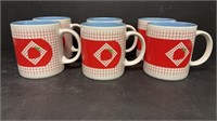 Six Strawberry print coffee cups