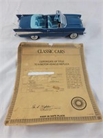 1989 diecast Chevy Bel Air w/ cert. Of auth.