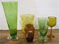 Group of Misc Vintage Colored Crackle Glass